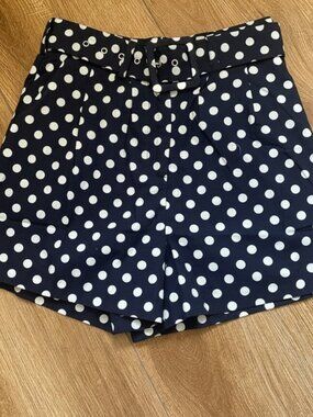 Prosperina High-Waist Cotton Shorts Blue White Floral Size XS Belted Lined NWOT